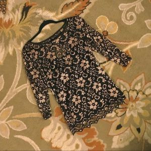 Black/Gold Mid-sleeve with cami NWT